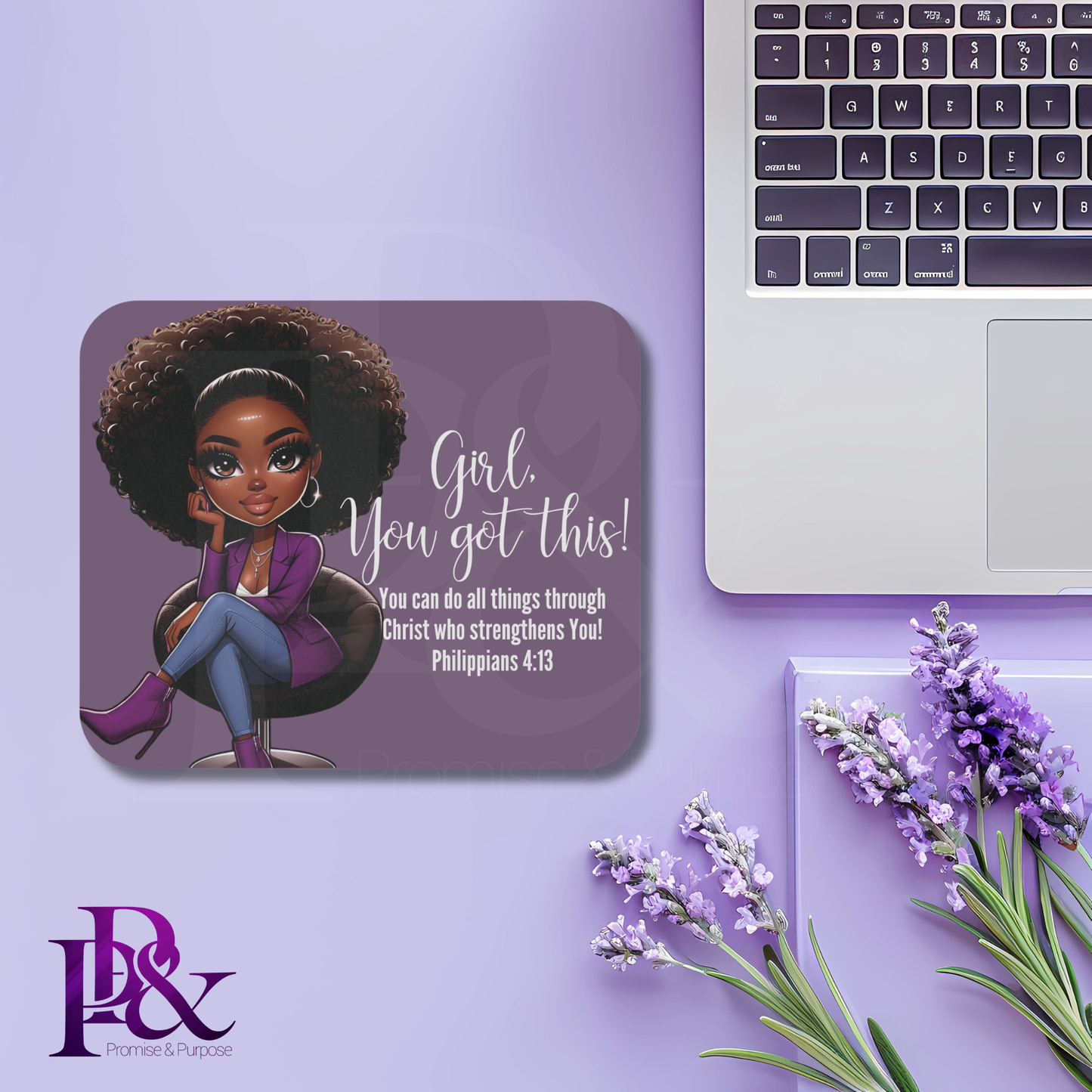 Girl, You Got This Violet Mouse Pad | Faith-Based Desk Decor | YGTW02PV