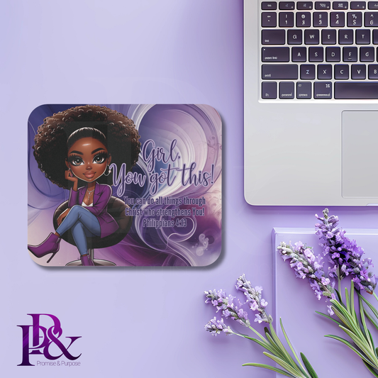 Girl, You Got This Purple Swirl Mouse Pad | Faith-Based Desk Decor | YGTW02PSW