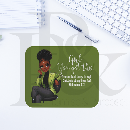 Girl You Got This Collection - Lime Green Ponytail Mousepad - YGTW04LG