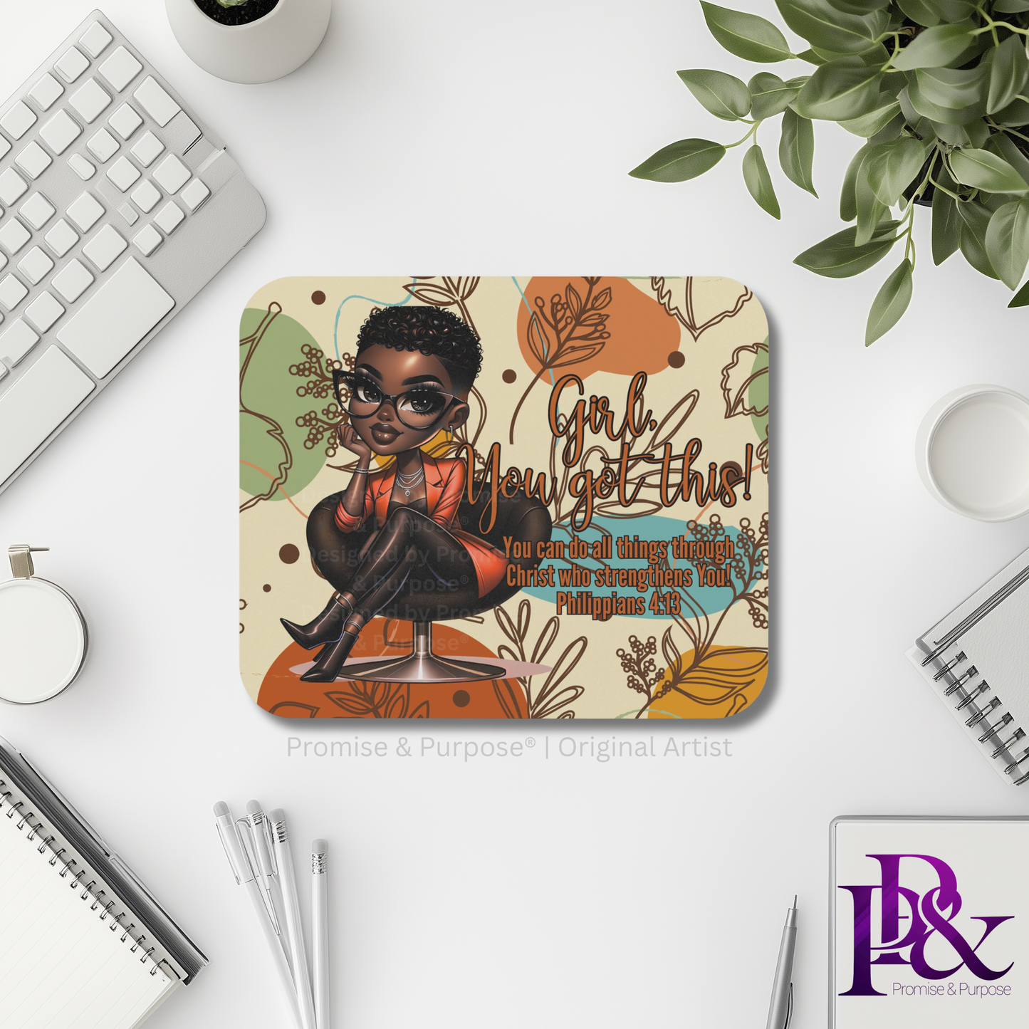 Girl You Got This™ mousepad by Promise & Purpose® featuring faith-inspired encouragement for women, perfect for office desks, home workspaces, and everyday motivation.