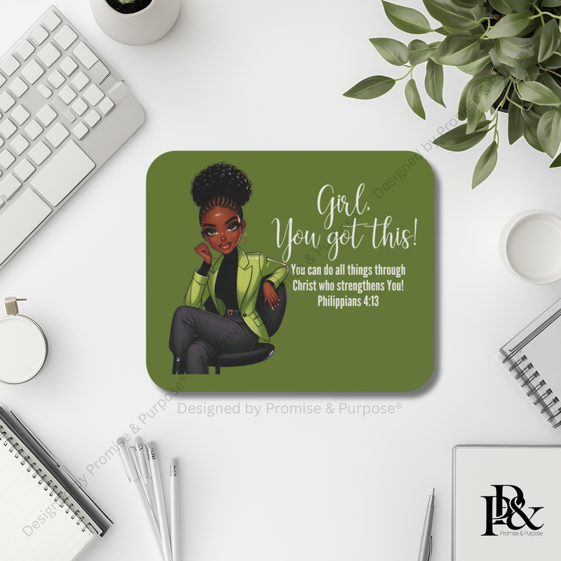 Girl You Got This™ mousepad by Promise & Purpose® featuring faith-inspired encouragement for women, perfect for office desks, home workspaces, and everyday motivation.
