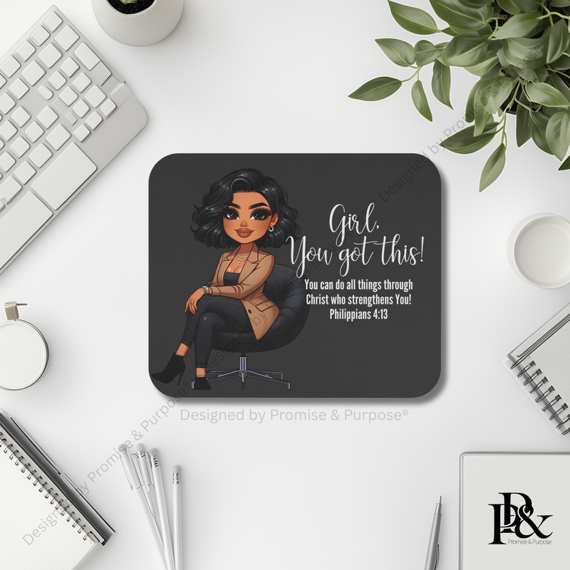 Girl You Got This™ mousepad by Promise & Purpose® featuring faith-inspired encouragement for women, perfect for office desks, home workspaces, and everyday motivation.
