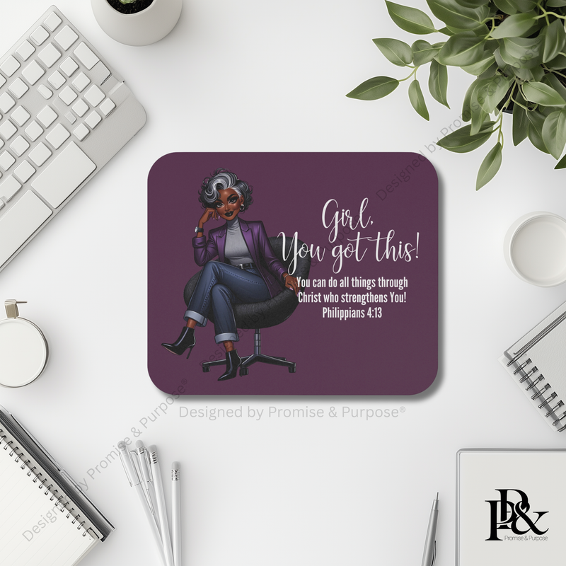 Girl You Got This™ mousepad by Promise & Purpose® featuring faith-inspired encouragement for women, perfect for office desks, home workspaces, and everyday motivation.
