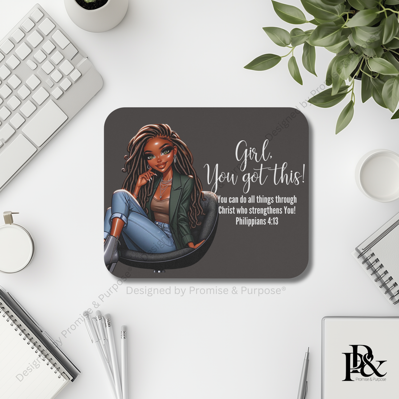 Girl You Got This™ mousepad by Promise & Purpose® featuring faith-inspired encouragement for women, perfect for office desks, home workspaces, and everyday motivation.

