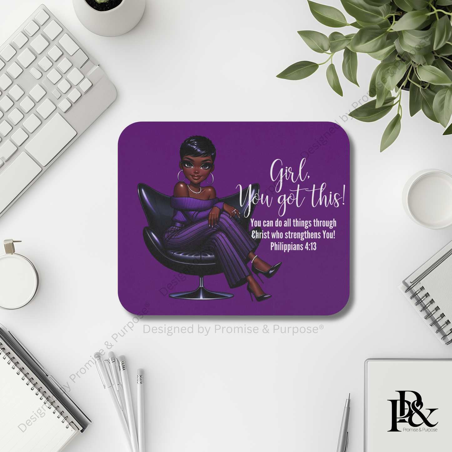 Girl You Got This™ mousepad by Promise & Purpose® featuring faith-inspired encouragement for women, perfect for office desks, home workspaces, and everyday motivation.
