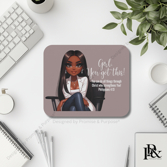 Girl You Got This™ mousepad by Promise & Purpose® featuring faith-inspired encouragement for women, perfect for office desks, home workspaces, and everyday motivation.
