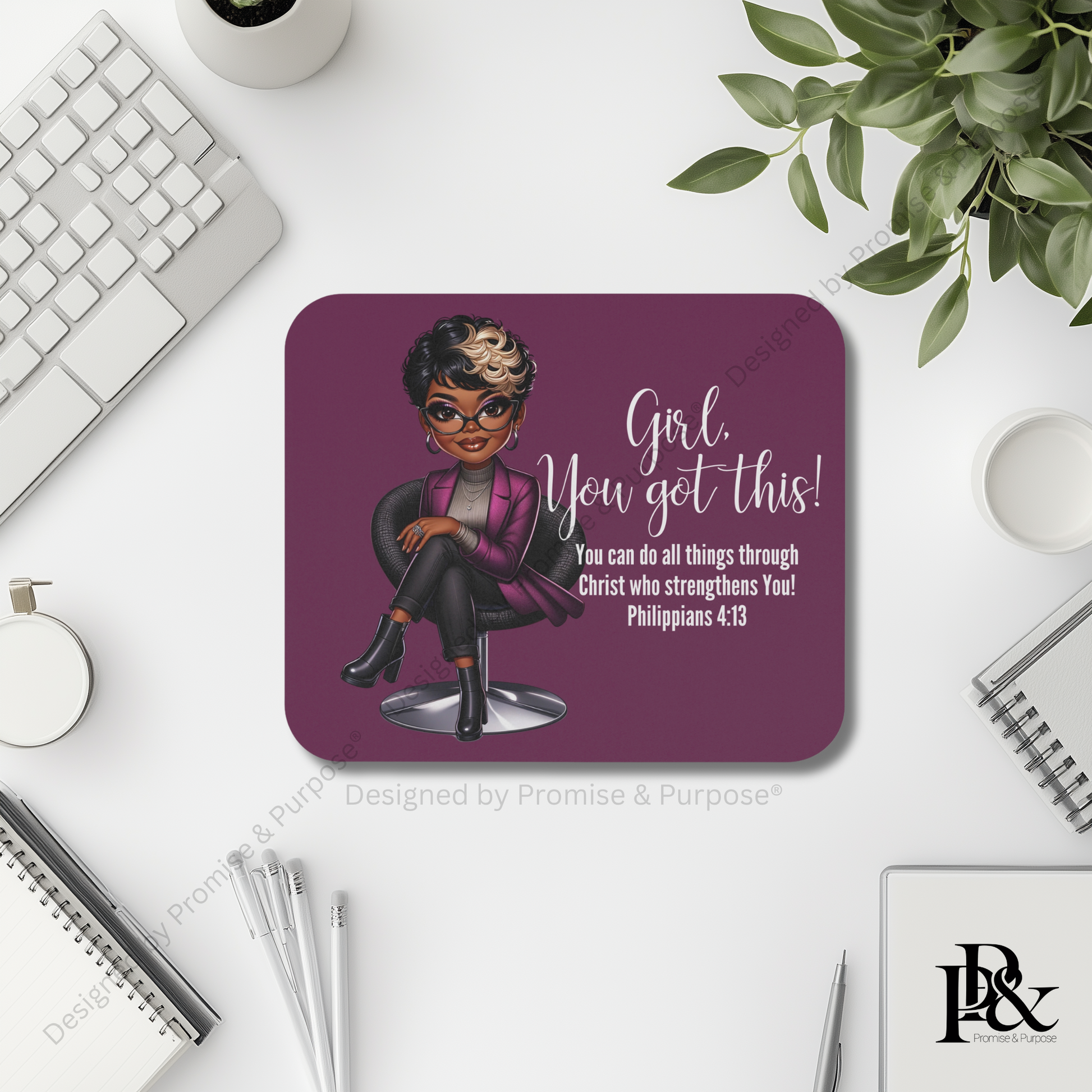 Girl You Got This™ mousepad by Promise & Purpose® featuring faith-inspired encouragement for women, perfect for office desks, home workspaces, and everyday motivation.
