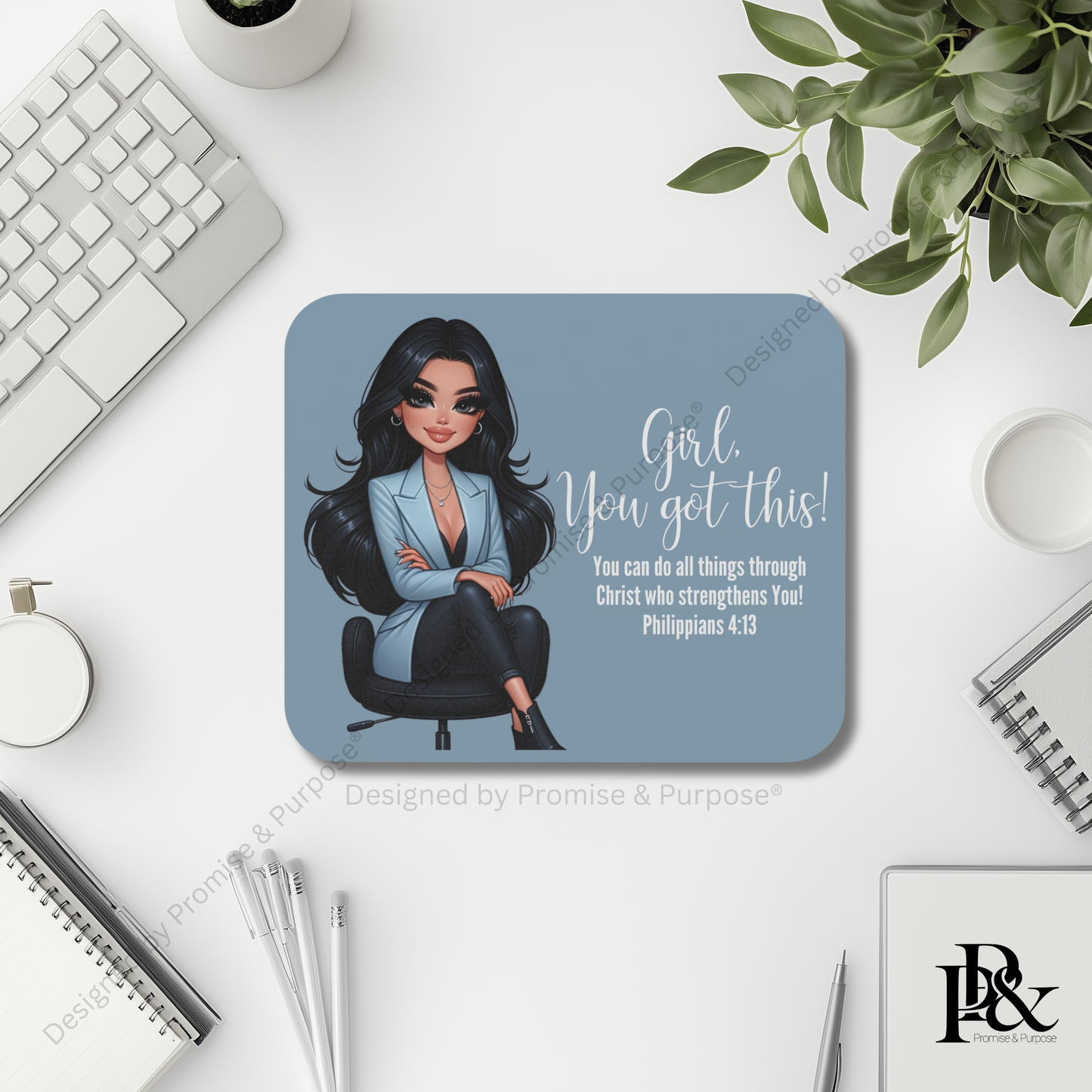 Girl You Got This™ mousepad by Promise & Purpose® featuring faith-inspired encouragement for women, perfect for office desks, home workspaces, and everyday motivation.
