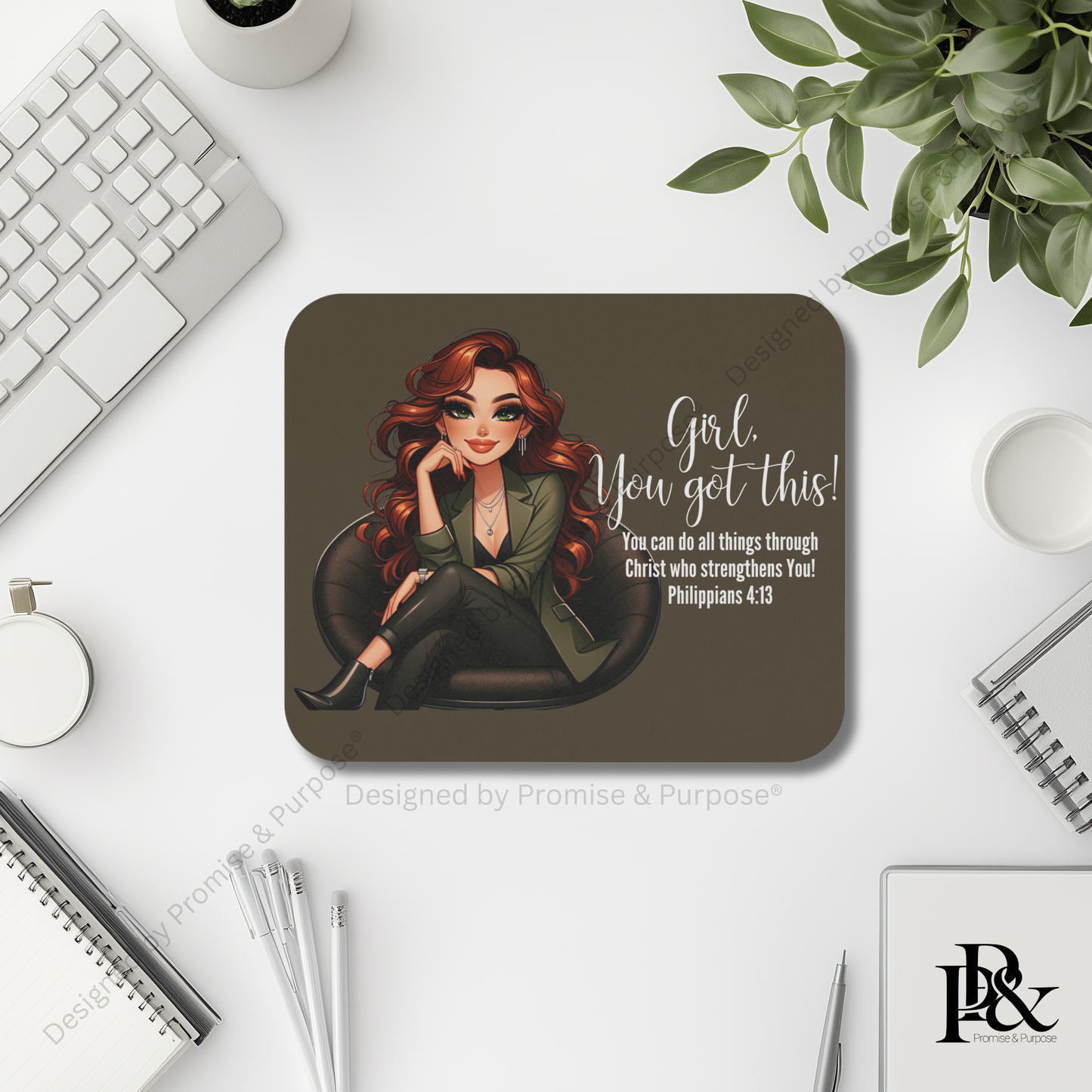 Girl You Got This™ mousepad by Promise & Purpose® featuring faith-inspired encouragement for women, perfect for office desks, home workspaces, and everyday motivation.
