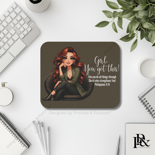 Girl You Got This™ mousepad by Promise & Purpose® featuring faith-inspired encouragement for women, perfect for office desks, home workspaces, and everyday motivation.
