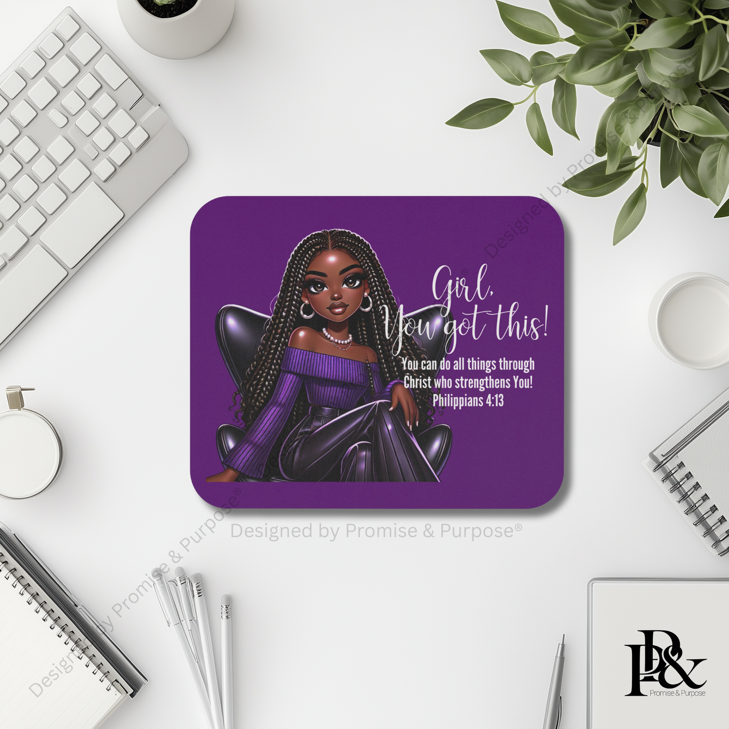 Girl You Got This™ mousepad by Promise & Purpose® featuring faith-inspired encouragement for women, perfect for office desks, home workspaces, and everyday motivation.
