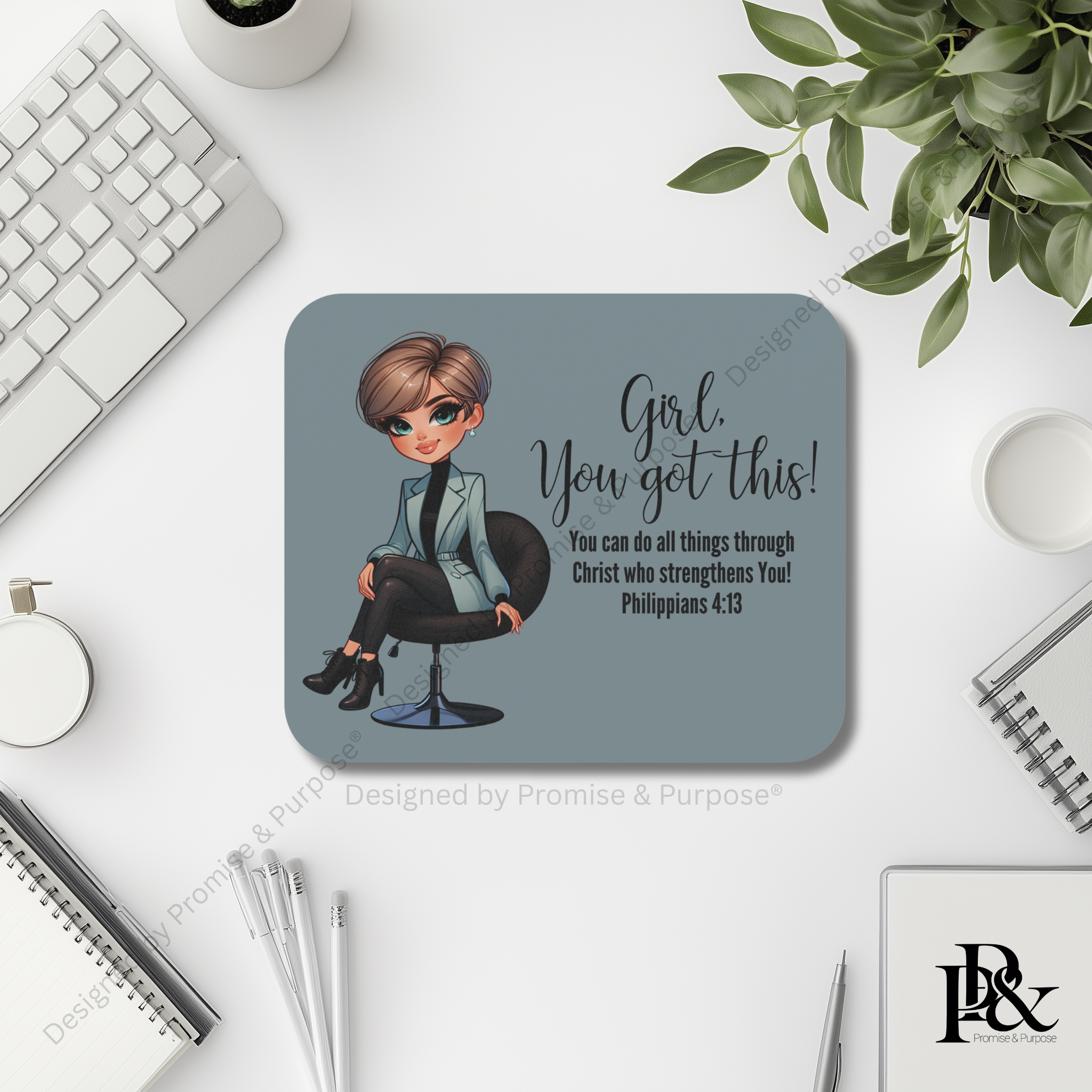 Girl You Got This™ mousepad by Promise & Purpose® featuring faith-inspired encouragement for women, perfect for office desks, home workspaces, and everyday motivation.

