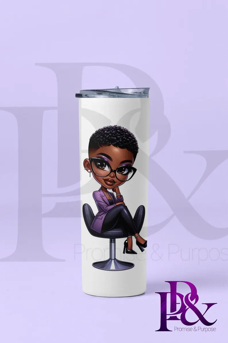 Black Business Women Clipart - Purple Short Hair
